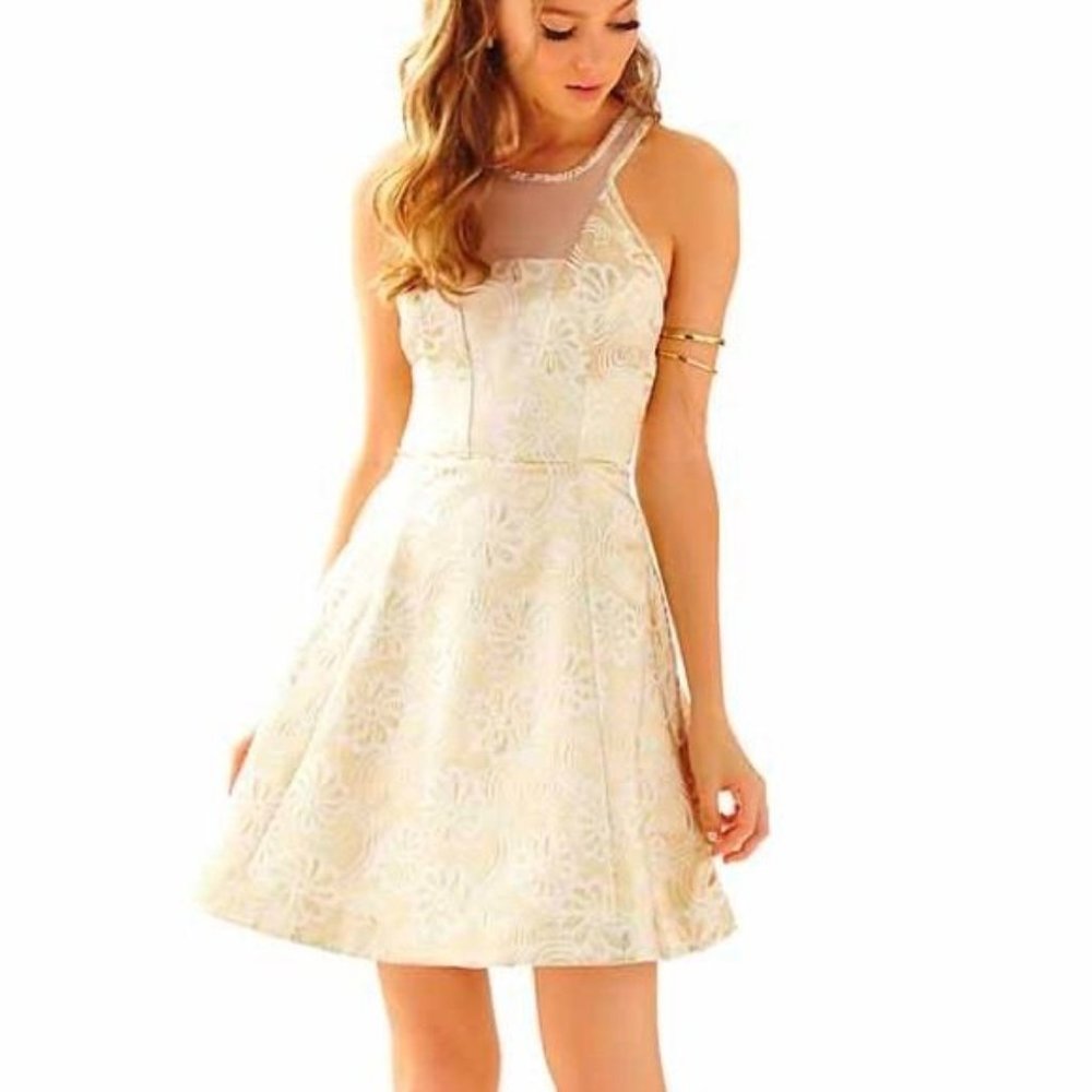 Lilly Pulitzer Gold Metallic Elsie Dress Sz 6
